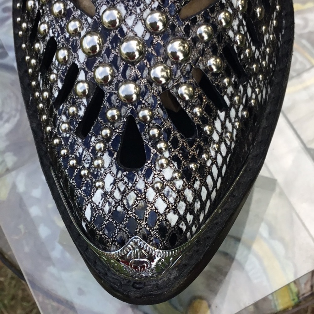 Jeffrey Campbell Black Calhoun Silver Studded Western Booties - Picture 8 of 16